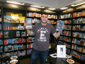 James Raven signed copies of Rollover at Waterstones in Lymington